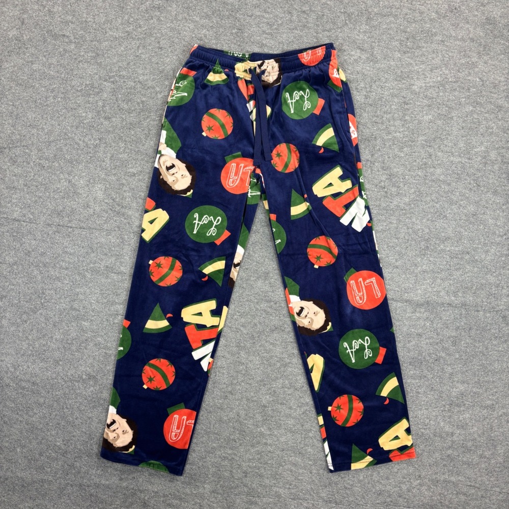 Elf Movie Buddy the Elf Christmas Fleece Sleep Pants Navy Blue Small